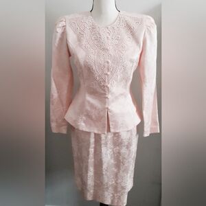VTG 80s Satin Skirt Suit 6 Petite